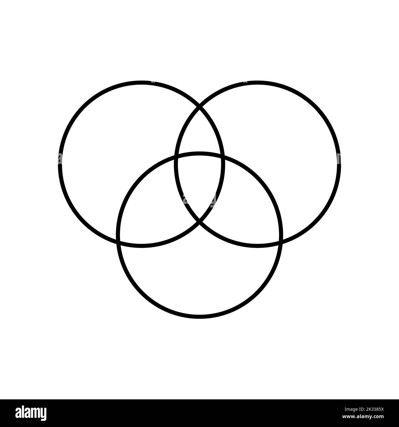 Intersection of three sets circles. Venn diagram of 3 sets Stock Vector