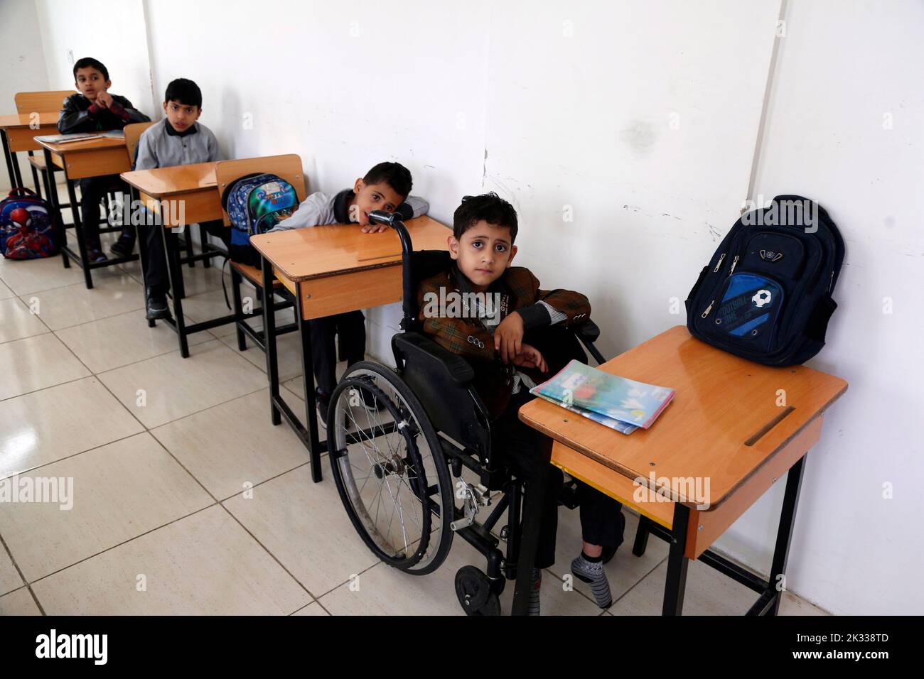 Sanaa, Yemen. 7th Aug, 2022. Children are seen at a rehabilitation center in Sanaa, Yemen, Aug. 7, 2022. TO GO WITH 'Feature: Prolonged war leaves irreparable scars in Yemeni children's mind' Credit: Mohammed Mohammed/Xinhua/Alamy Live News Stock Photo