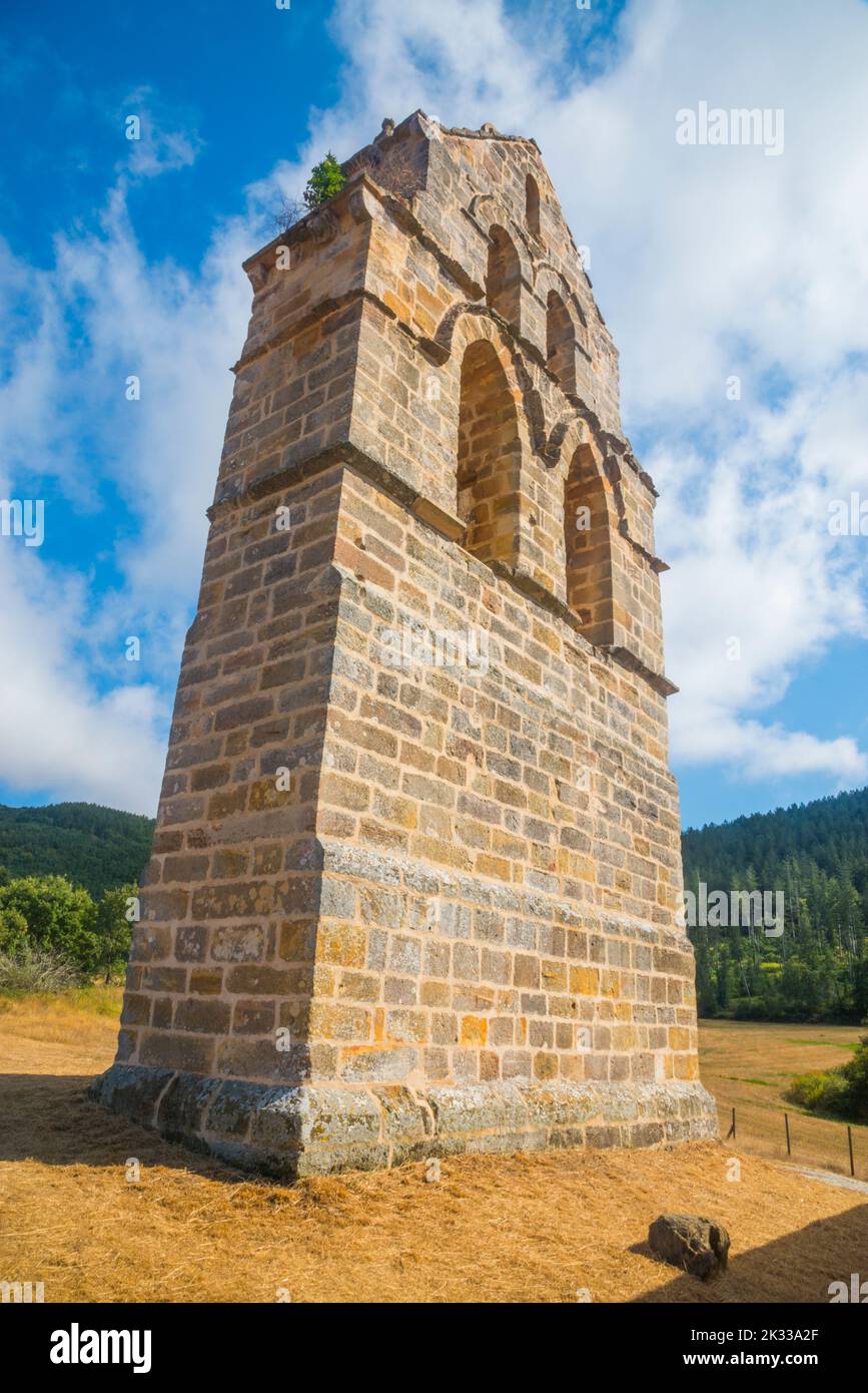 Steeple of the church. Santa Maria de Valverde, Cantabria, Spain. Stock Photo