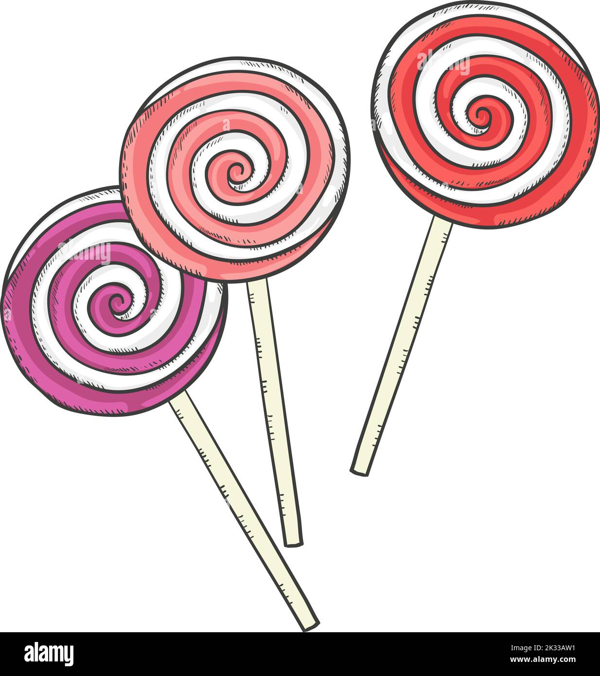 Colorful Cartoon Lollipops Isolated On White. Vector Illustration Stock 