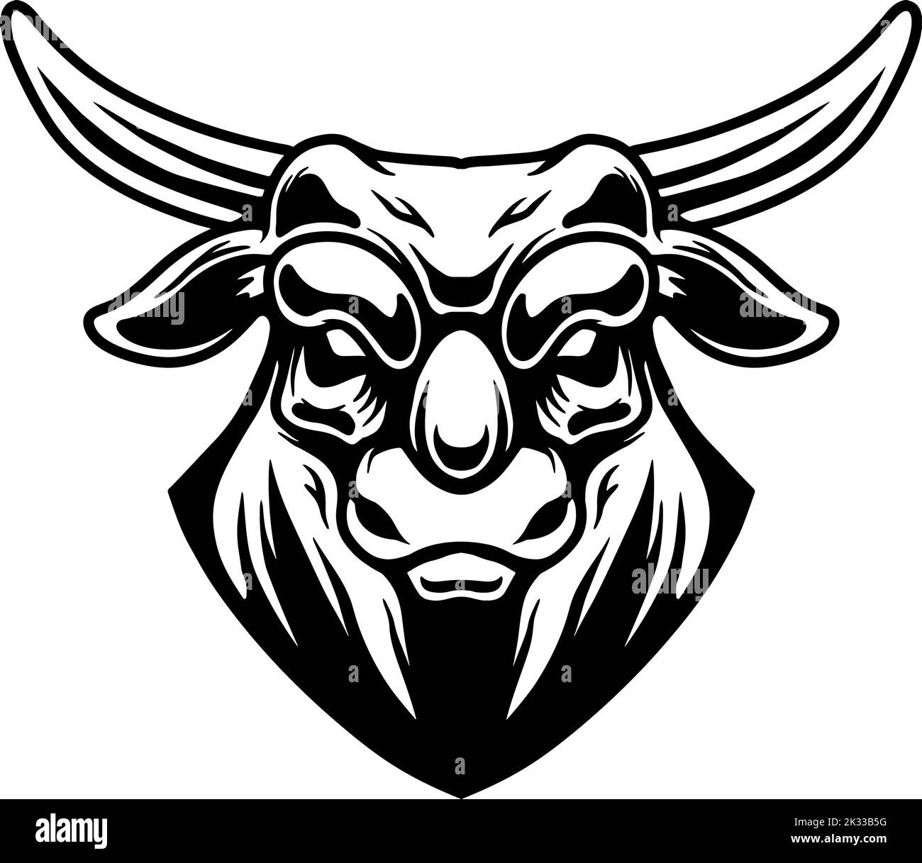 Illustration on bull head. Design element for poster, t shirt, card