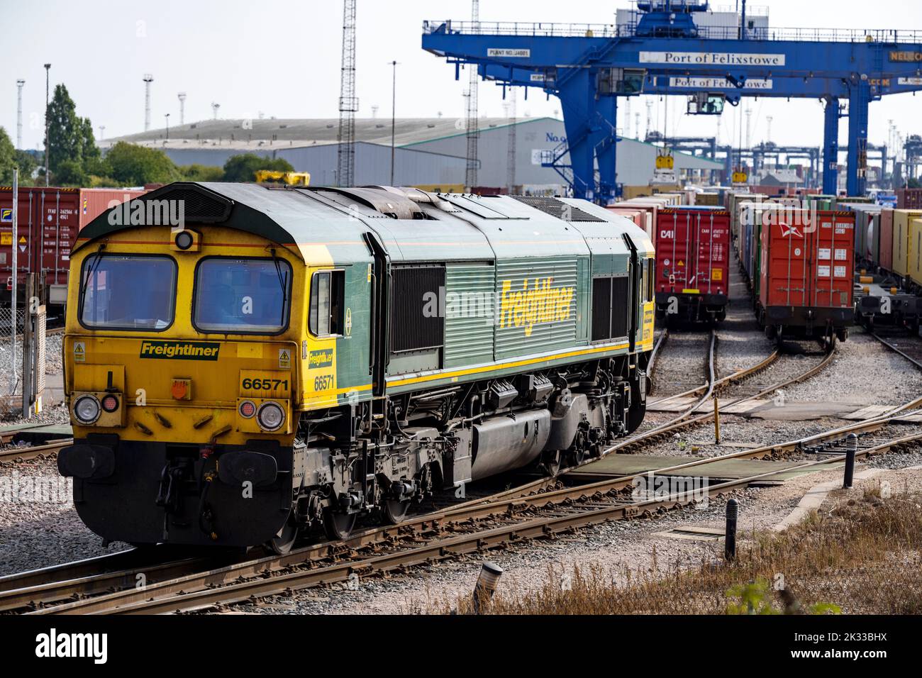 Rail freight terminal port of Felixstowe Suffolk UKn Stock Photo