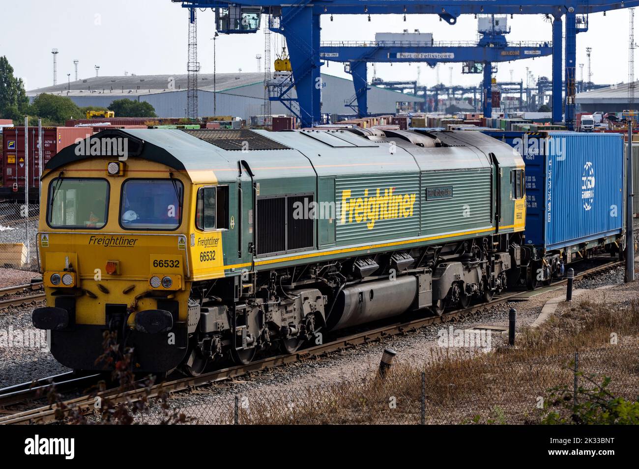 Rail freight terminal port of Felixstowe Suffolk UKn Stock Photo