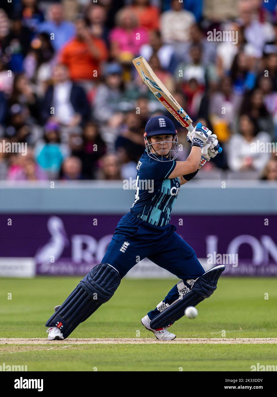 England's Alice Capsey batting during the third women's one day international match at Lord's, London. Picture date: Saturday September 24, 2022. Stock Photo