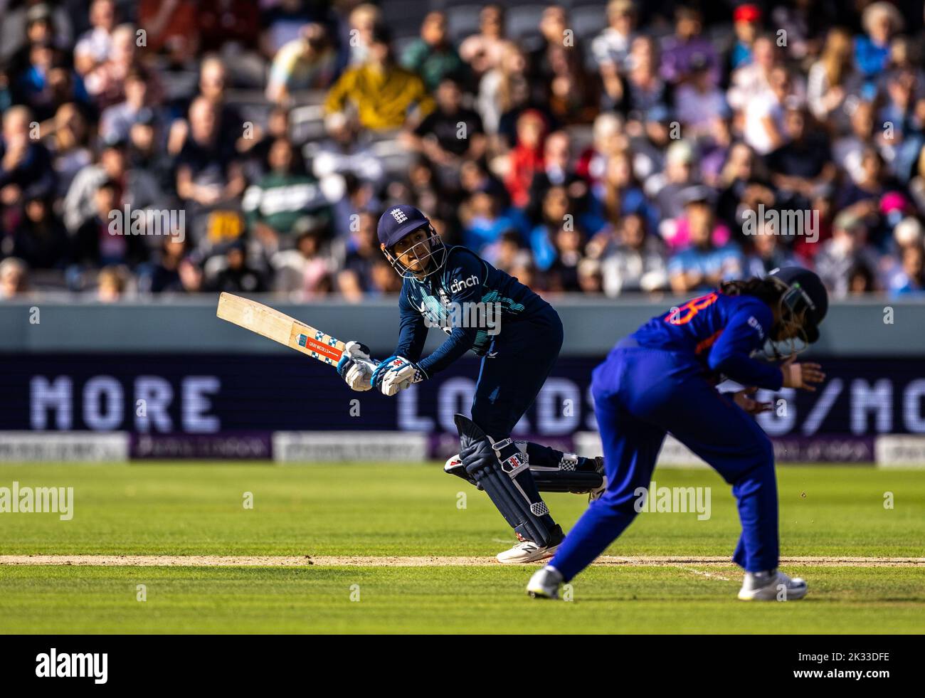 England's Sophia Dunkley batting during the third women's one day international match at Lord's, London. Picture date: Saturday September 24, 2022. Stock Photo