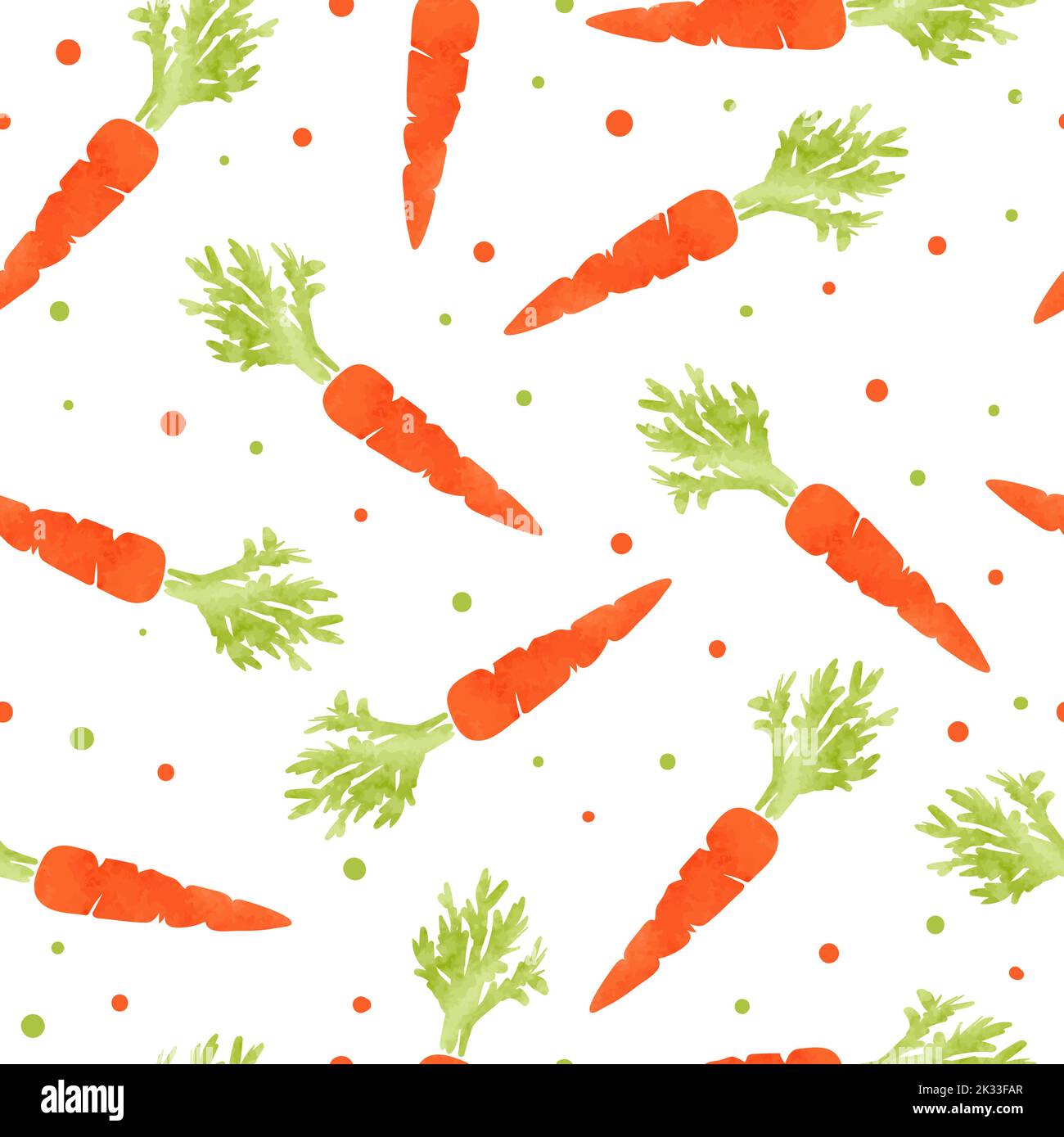 Seamless pattern with carrots. Watercolor vector organic food background Stock Vector