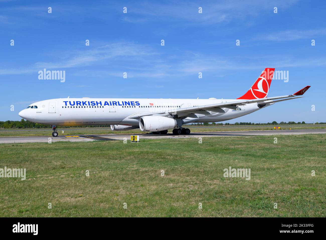 Turkish Airlines Airbus A330 aircraft. Airplane A330-300 of Turkish Airlines. Stock Photo