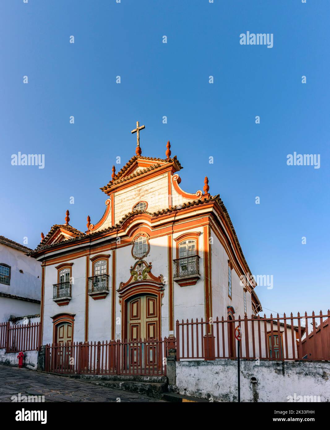 Old baroque church in the historic city of Diamantina in Minas Gerais which during the empire was an important diamond production center in Brazil Stock Photo