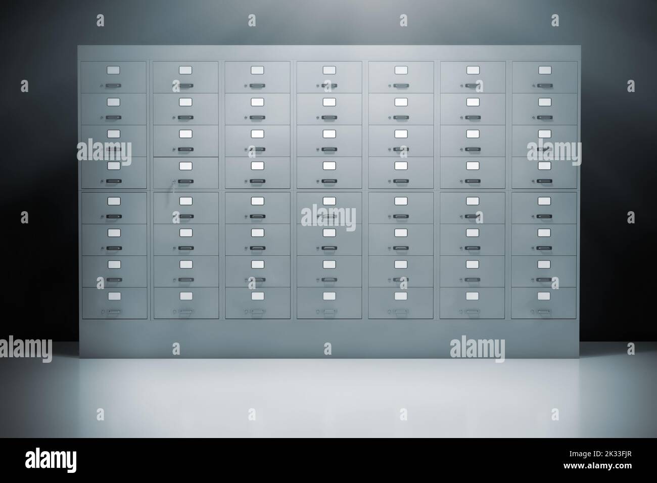 Safe Deposit Boxes Inside Bank Vault Room extreme closeup. 3d Rendering