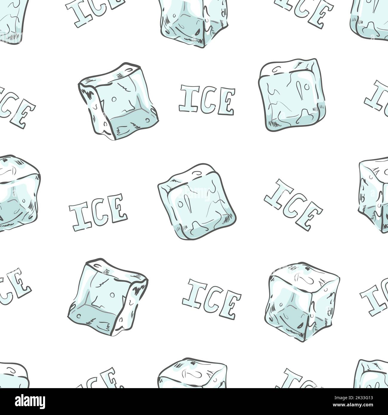 Ice cubes seamless pattern. Vector ice background Stock Vector