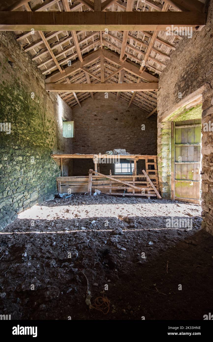 Interior of a Yorkshire stone barn Stock Photo