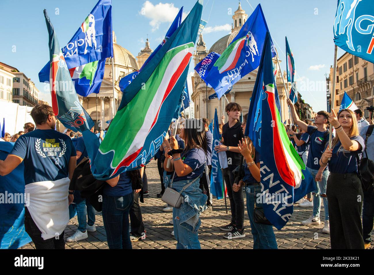 Rome, Italy 22/09/2022: 'Insieme per Italia', Right coalition closing of the electoral campaign for the Italian general election. Piazza del Popolo. © Andrea Sabbadini Stock Photo