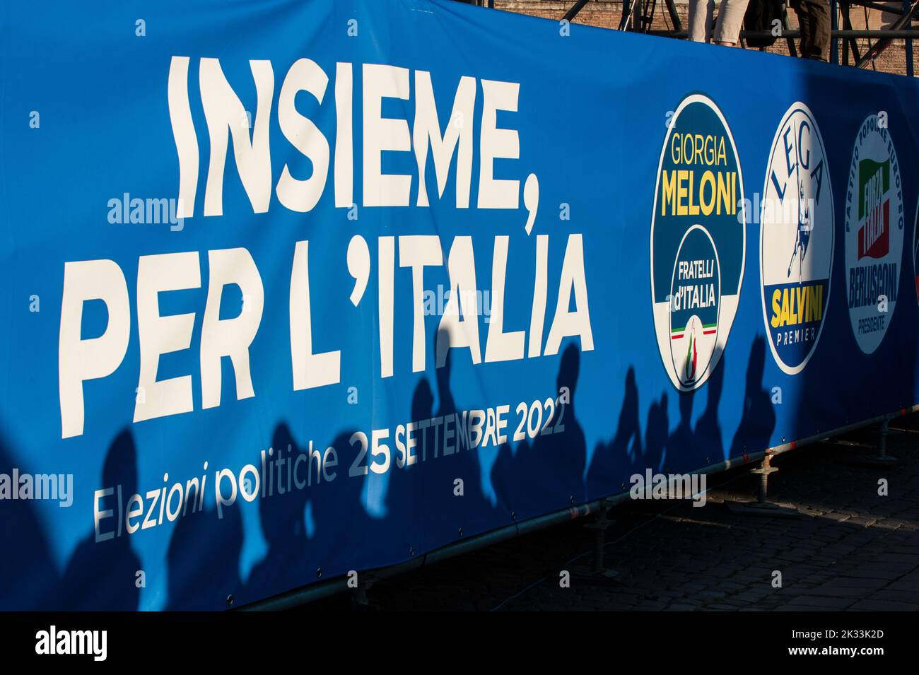 Rome, Italy 22/09/2022: 'Insieme per Italia', Right coalition closing of the electoral campaign for the Italian general election. Piazza del Popolo. © Andrea Sabbadini Stock Photo