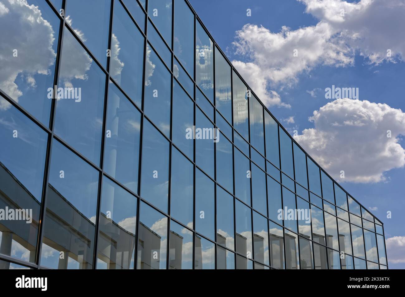 Facade details with large windows and reflections Stock Photo