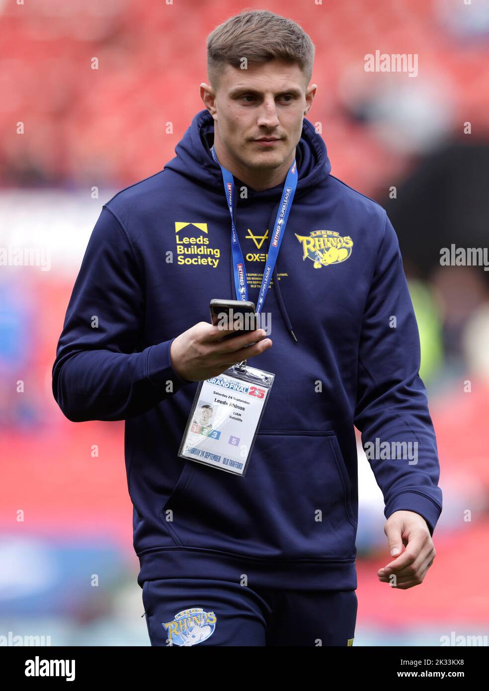 Leeds Rhinos' Liam Sutcliffe before the Betfred Super League Grand Final at Old Trafford, Manchester. Picture date: Saturday September 24, 2022. Stock Photo