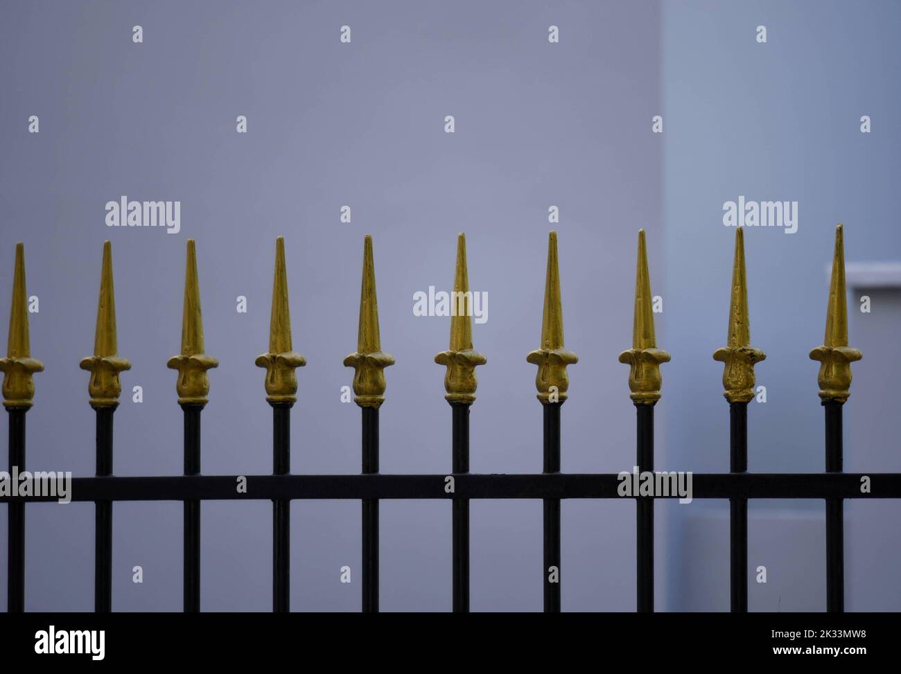 Greece Hand Railing Traditional handcrafted golden wrought iron spear top fence railing in ...