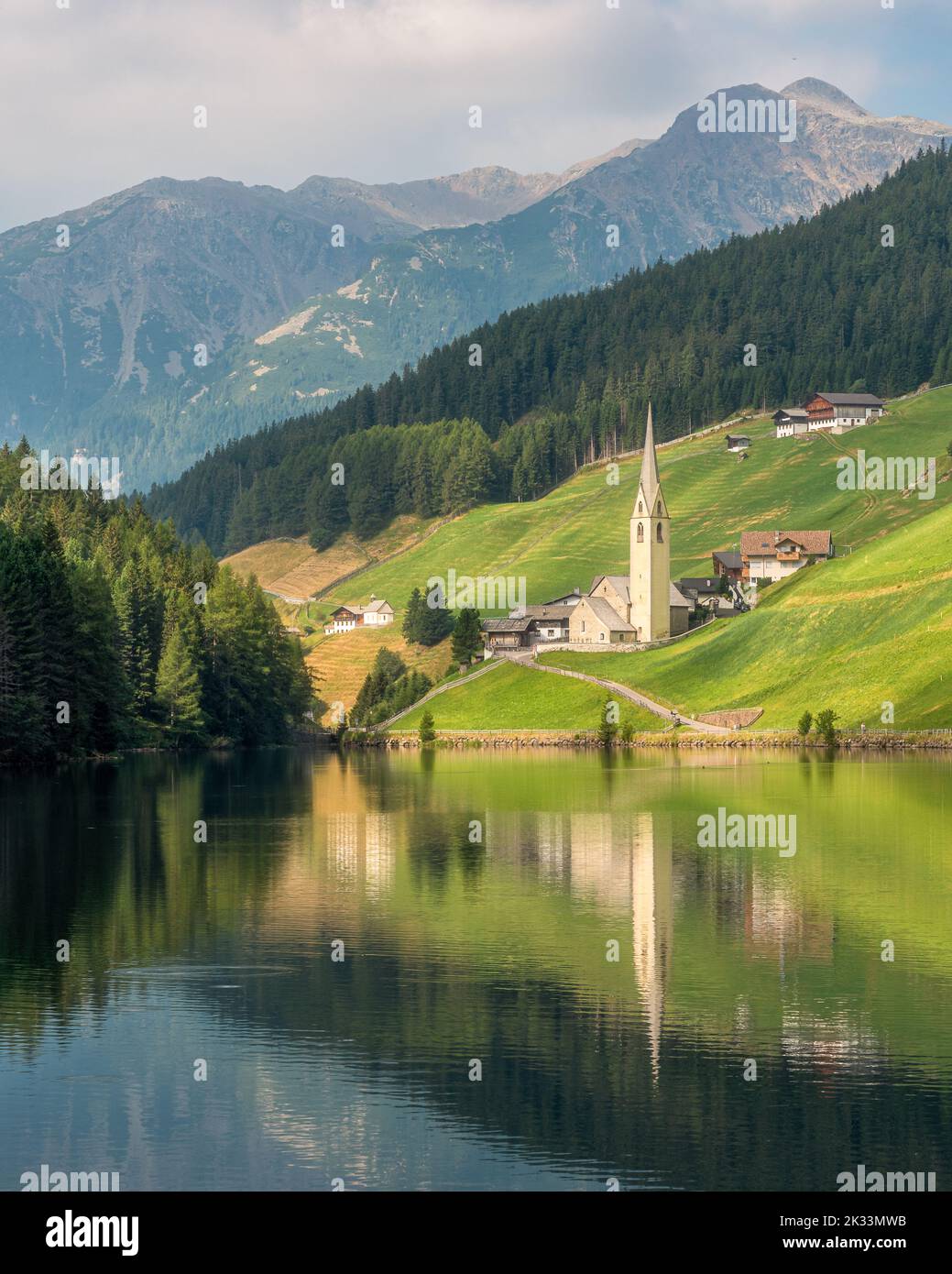 Idyllic landscape in Valdurna, Sarentino Valley, near Bolzano, Trentino Alto Adige, Italy. Stock Photo