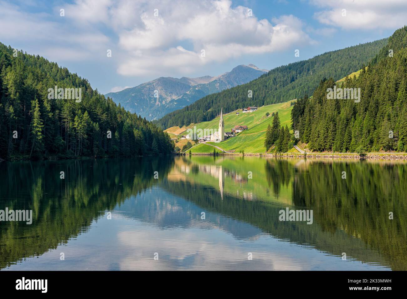 Idyllic landscape in Valdurna, Sarentino Valley, near Bolzano, Trentino Alto Adige, Italy. Stock Photo