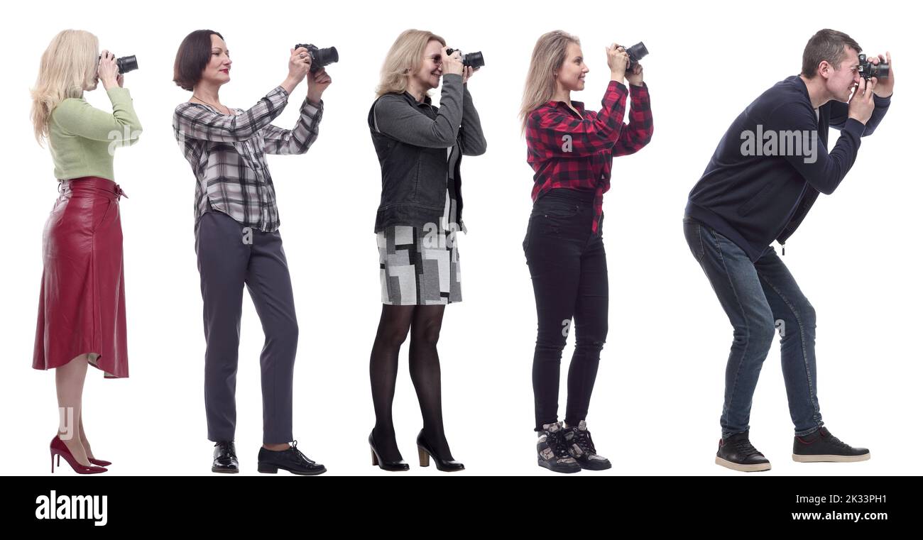 collage of group of photographers in profile isolated Stock Photo Alamy