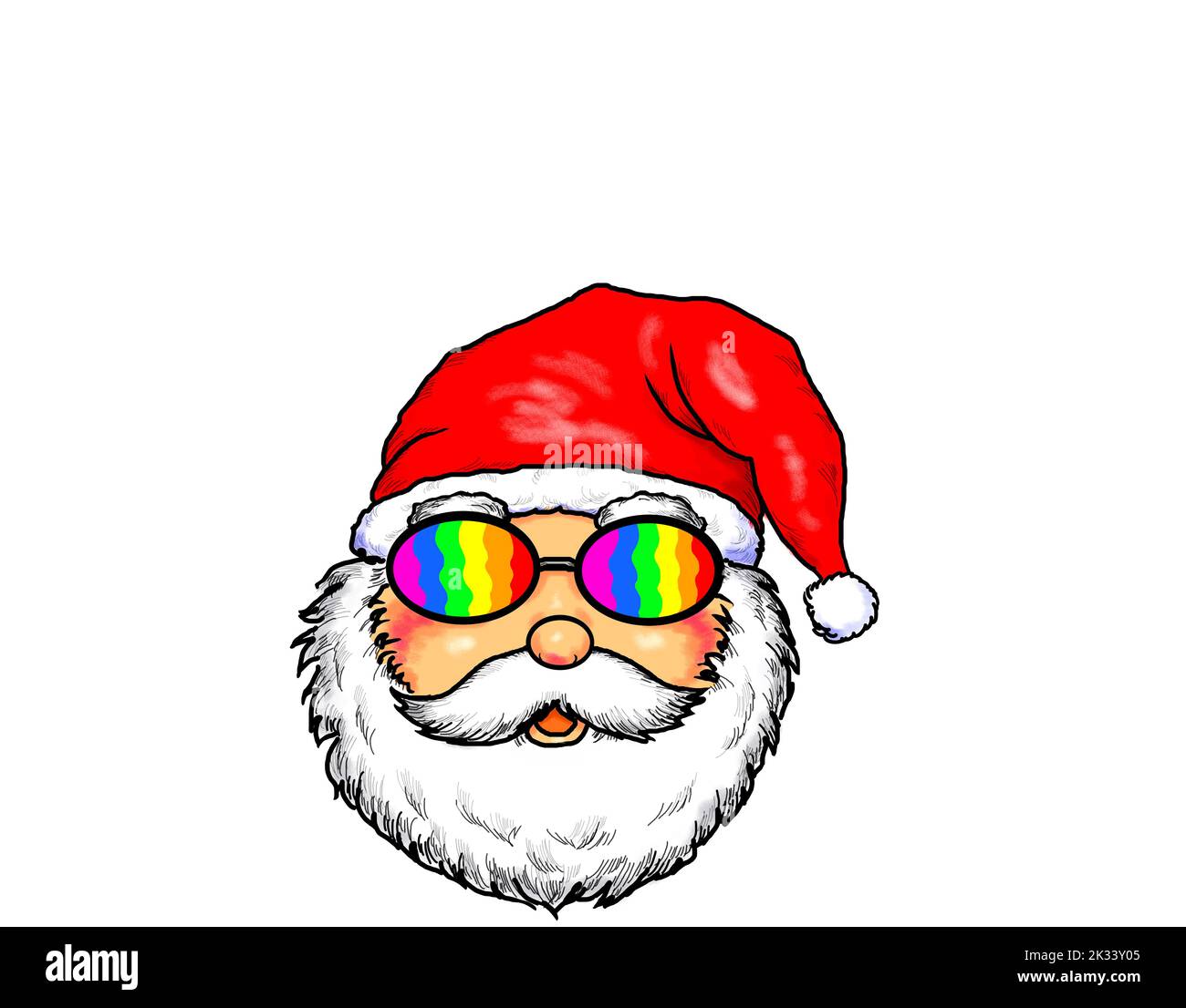 Gay Pride Santa Claus Celebrates Merry Christmas Isolated On White Background. Stock Photo