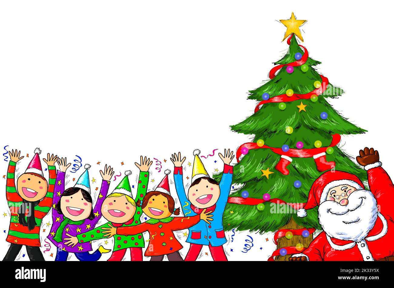 Digital drawing illustration of Merry Christmas. Stock Photo