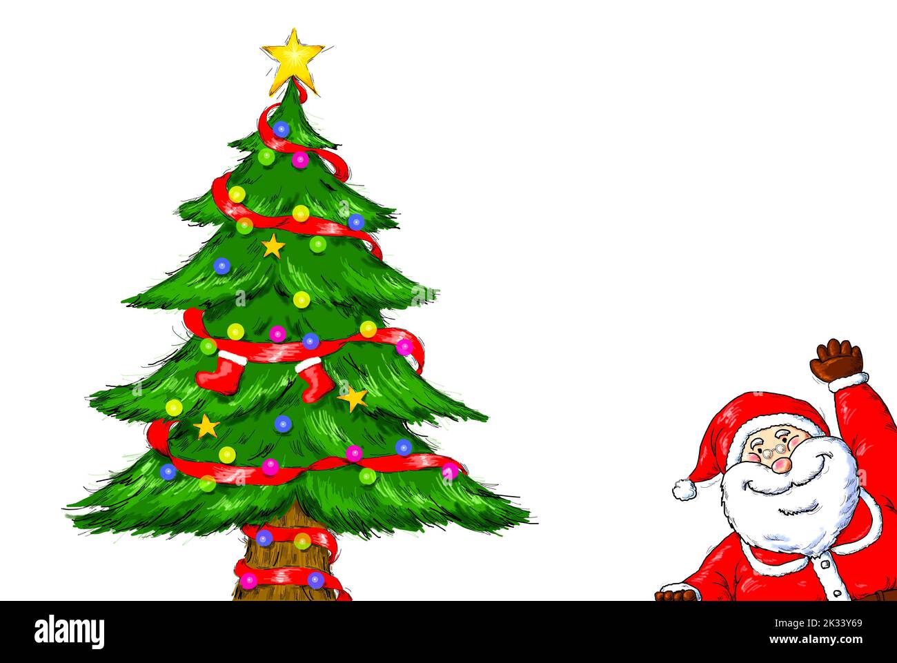 Digital drawing illustration of Merry Christmas. Stock Photo