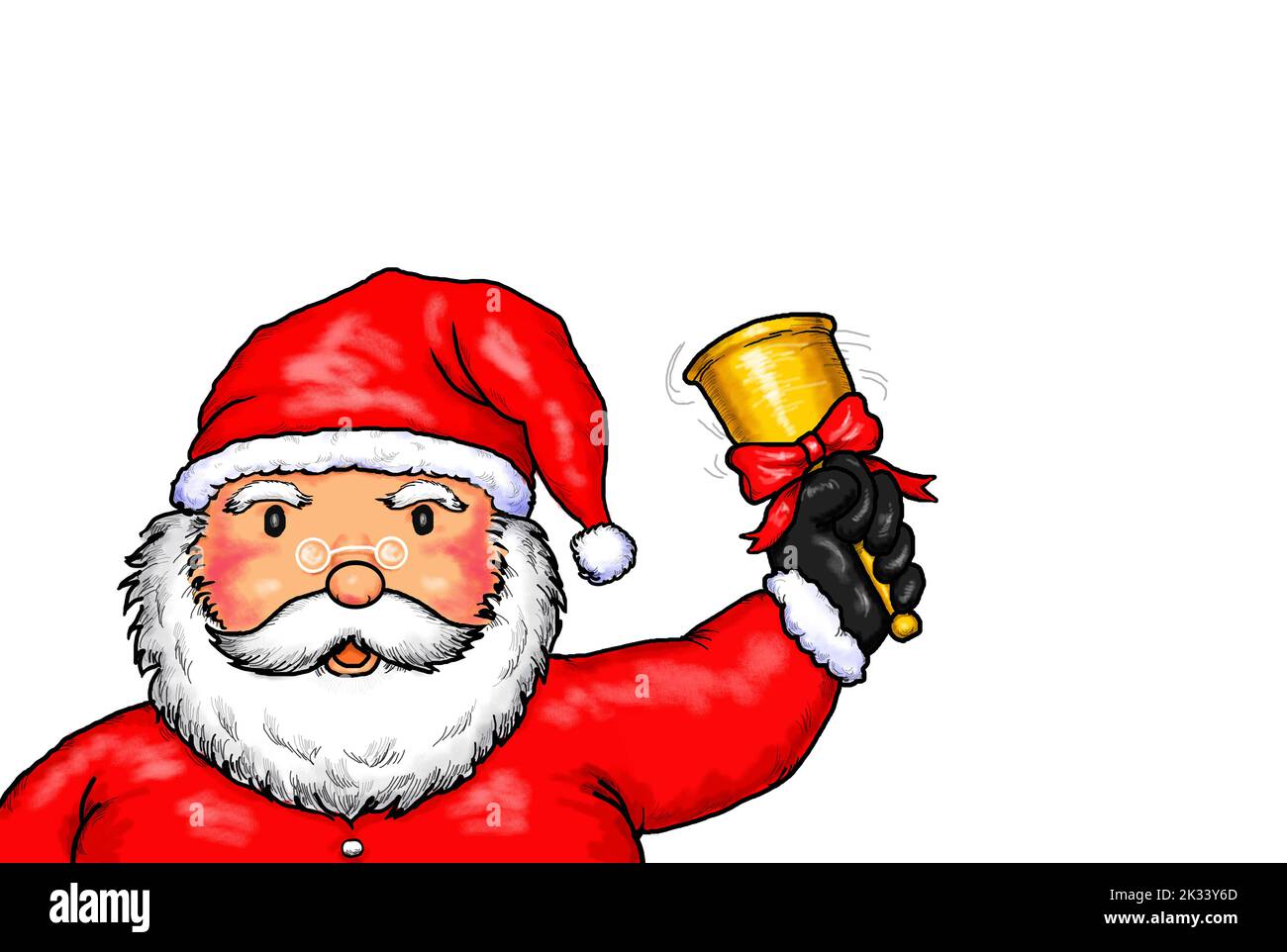 Santa Claus Celebrates Merry Christmas Isolated On White Background. Stock Photo