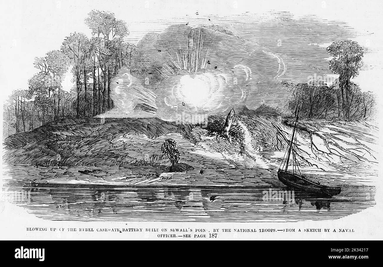Blowing up the Rebel casemate battery built on Sewall's Point, by the