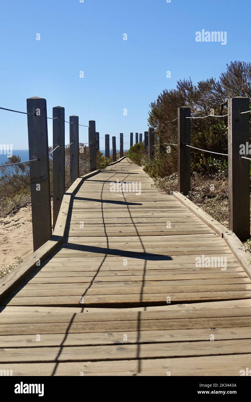 boardwalk path along the bluffs over Malibu Stock Photo