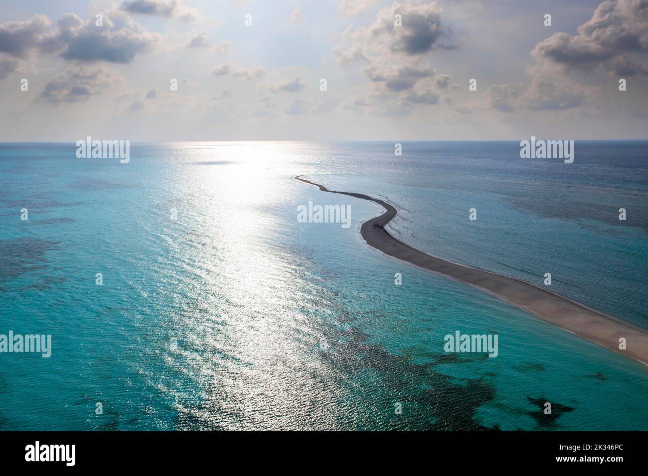Aerial view, Oceacn with sandbar, Lhaviyani Atoll, Maldives Indian Ocean Stock Photo