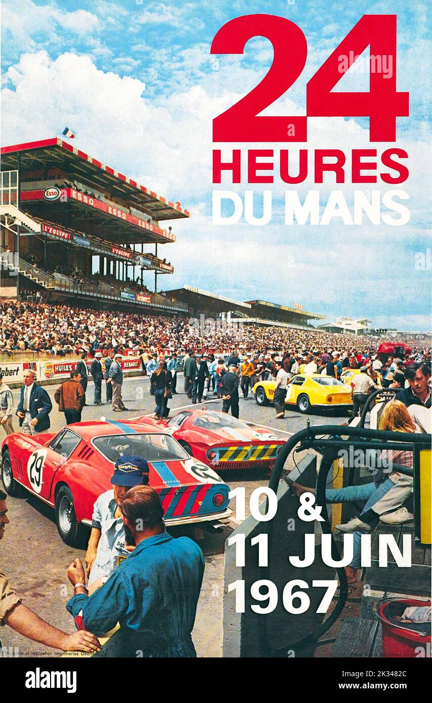 Vintage le mans 24 hour vintage race poster hi-res stock