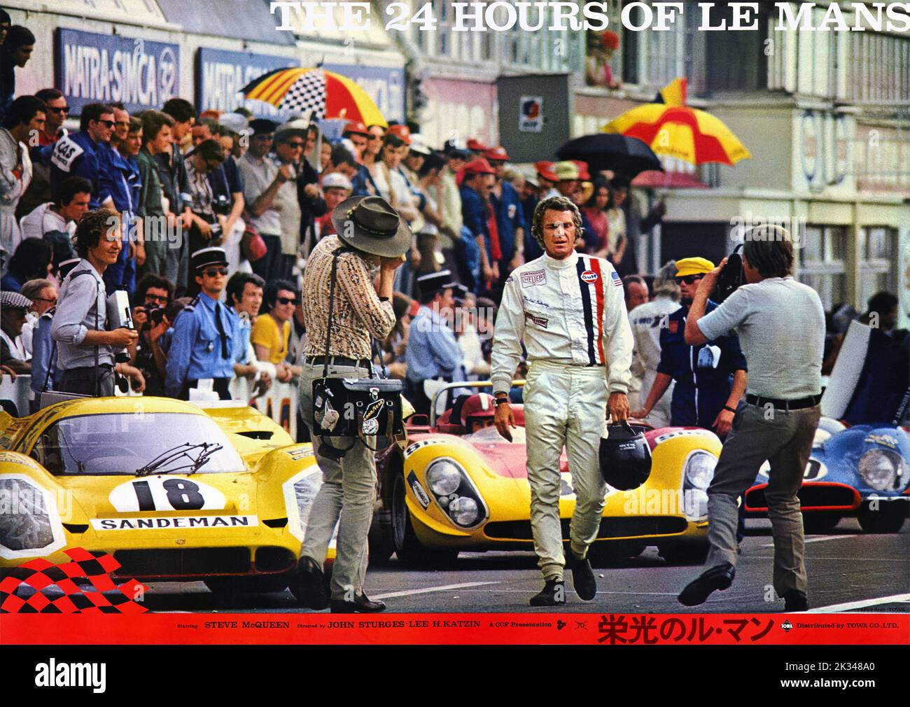 Le Mans is a 1971 film depicting a fictional 24 Hours of Le Mans auto race starring Steve McQueen and directed by Lee H. Katzin. Stock Photo