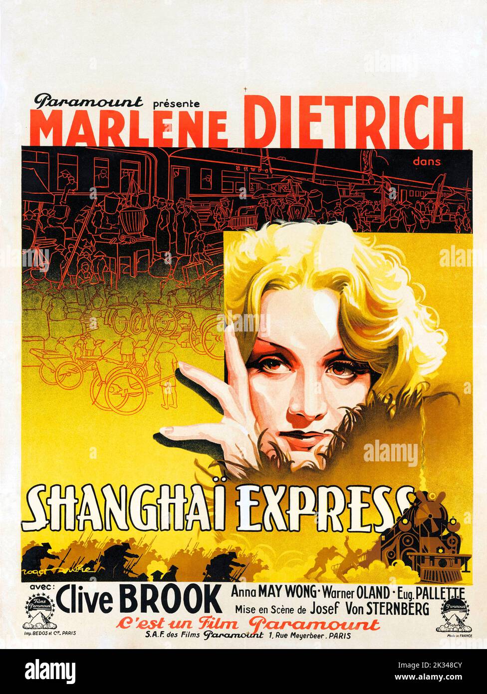 Vintage 1930s Film Poster - SHANGHAI EXPRESS, Marlene Dietrich, 1932 Stock Photo