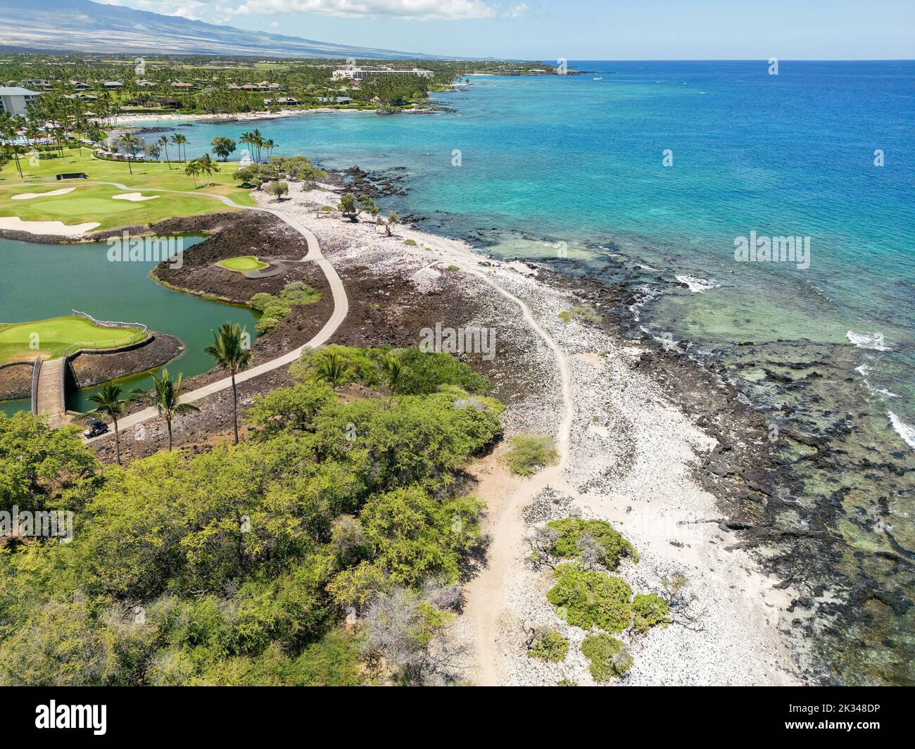 Aerial view of Holohokai Beach Park, Pauoa Bay, Puako, Big Island