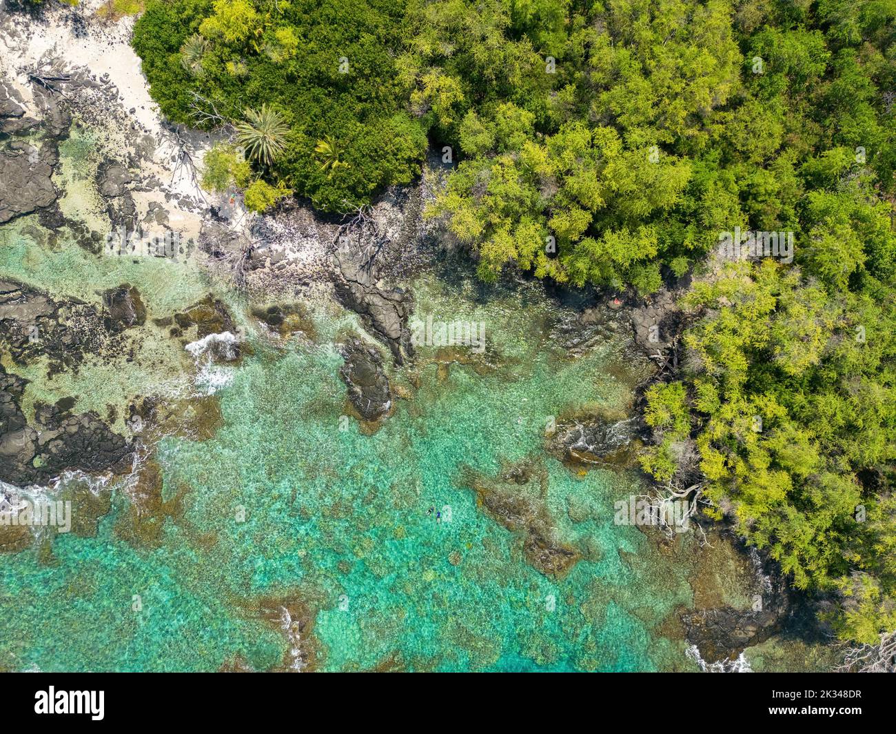 Aerial view of Kealakekua Bay at the end of the Captain James Cook