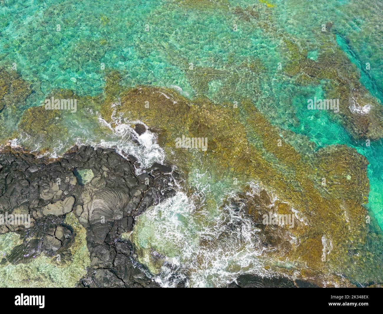 Aerial view of Kealakekua Bay at the end of the Captain James Cook
