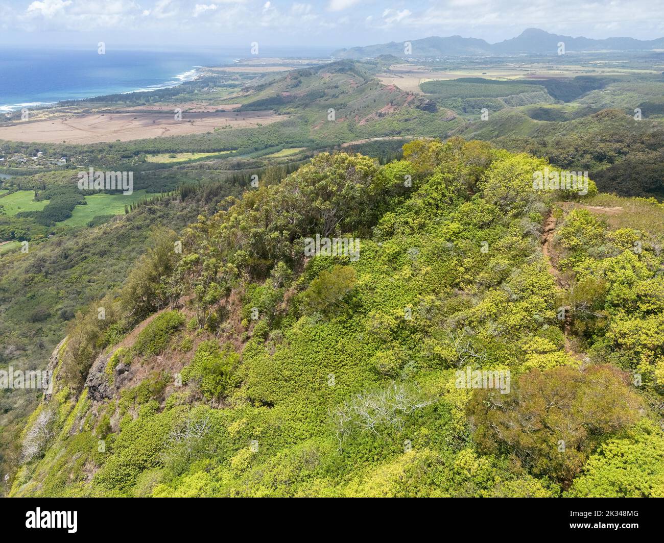 Aerial view of Sleeping Giant East Trailhead, Nounou Forest Reserve