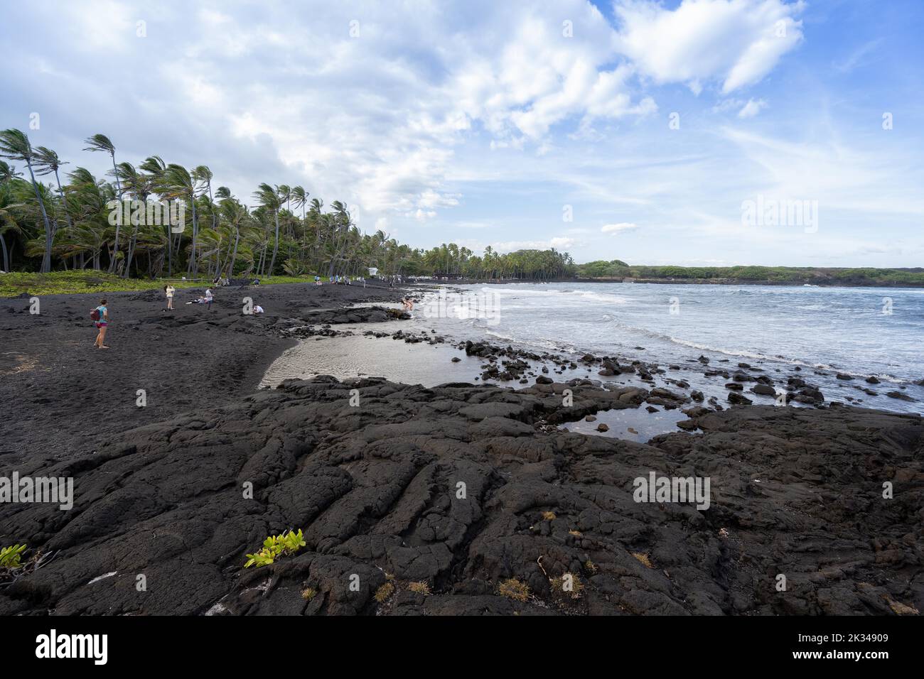 Punalu'u Black Sand Beach (Pahala), Big Island, Hawaii, USA, North ...