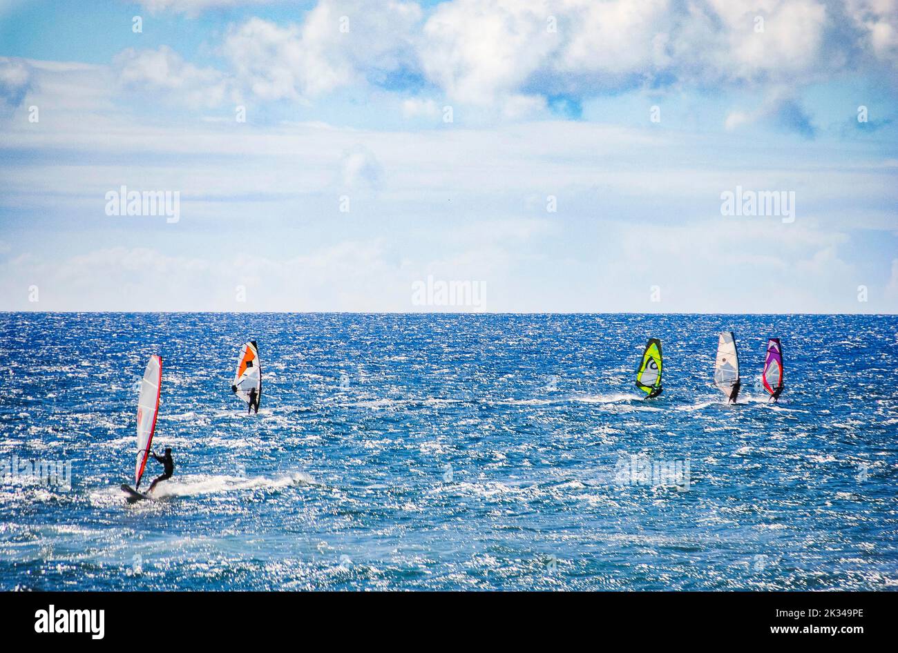 People windsurfing on Hookipa Beach, Maui, Hawaii, USA Stock Photo Alamy