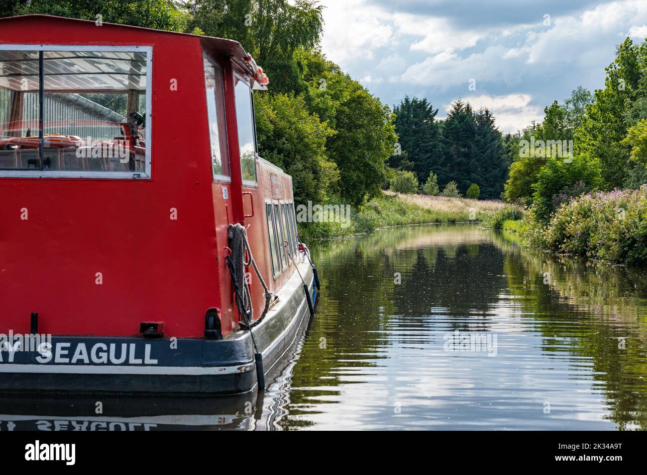 A narrow boat barge on the Union Canal, Scotland, UK Stock Photo
