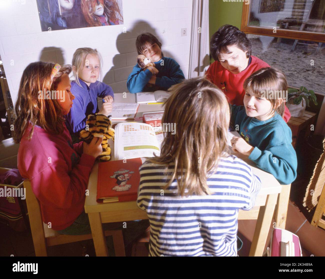 Dortmund. Kindergarten with care for children of age (pre-school) and pupils with chores in 1990 Stock Photo