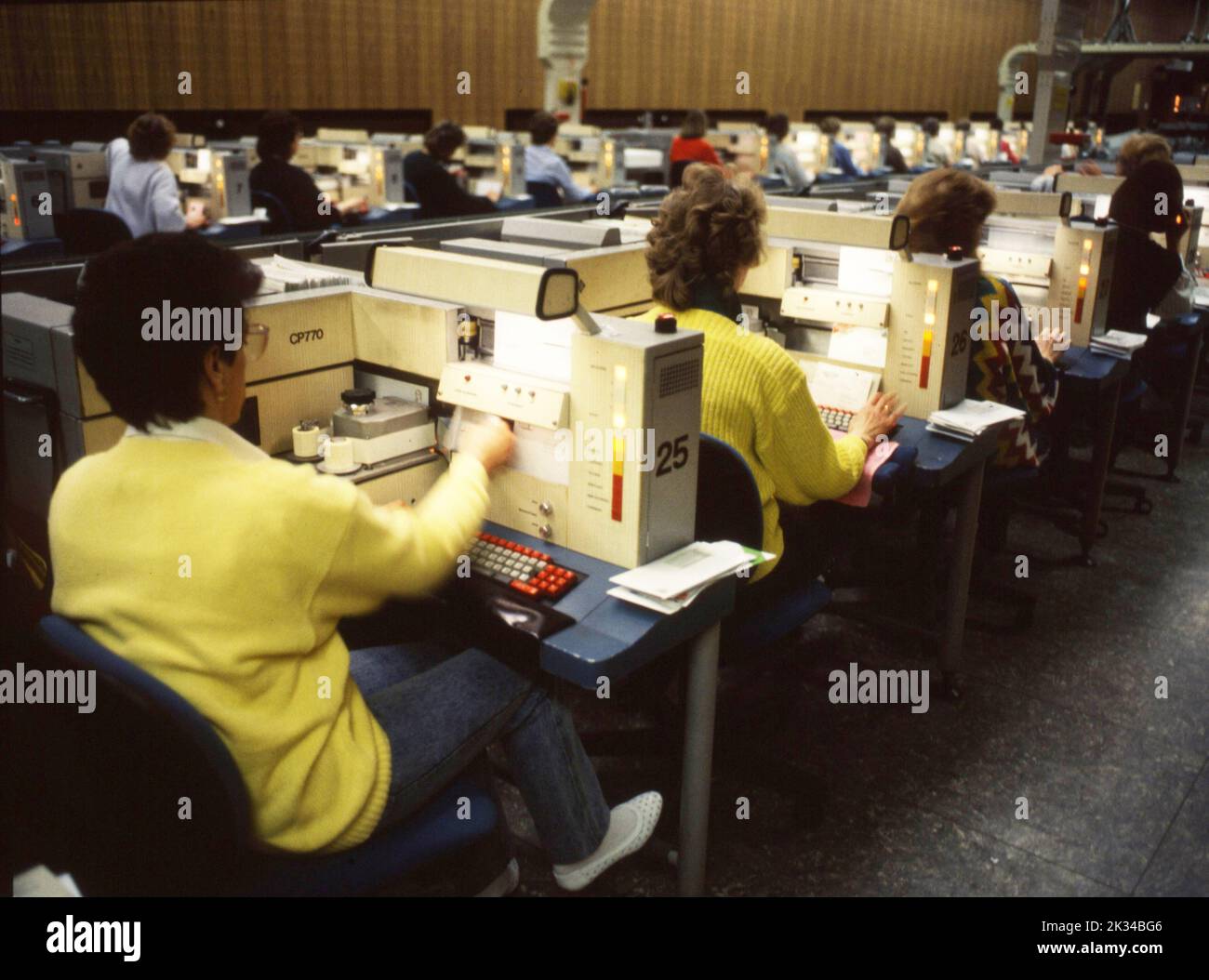 Hagen. Main post office. Mainly woman's jobs in letter distribution, 1988 Stock Photo
