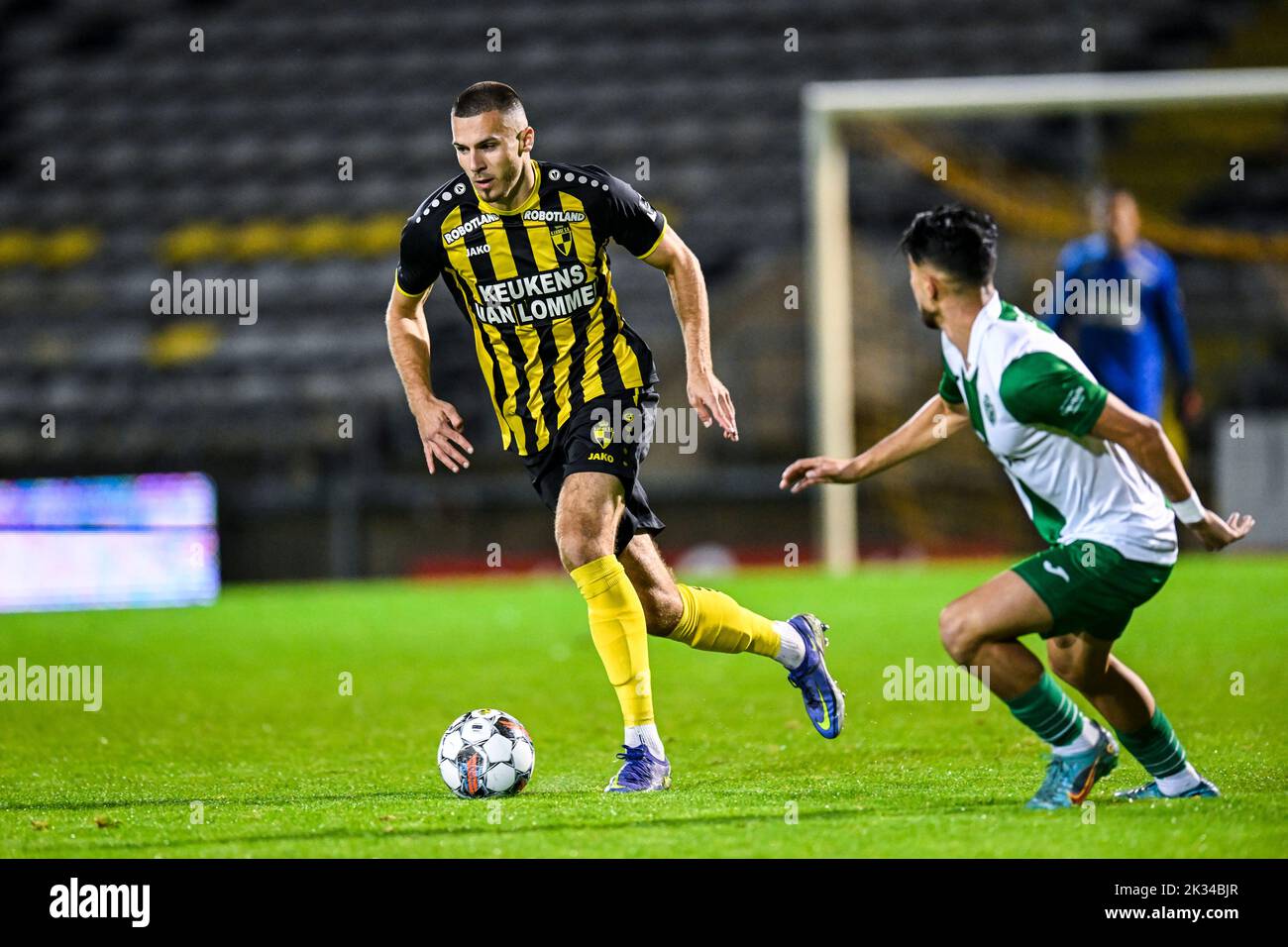 Lierse's Joederick Pupe pictured in action during a soccer game between Lierse Kempenzonen and Koninklijke Racing Club Mechelen, Saturday 24 September 2022 in Lier, in the fifth round of the 'Croky Cup' Belgian cup. BELGA PHOTO TOM GOYVAERTS Stock Photo