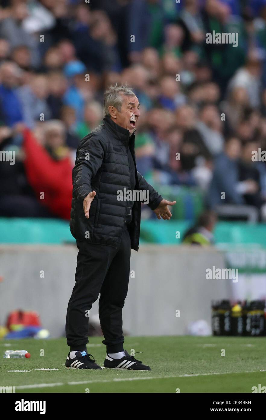 Kosovo manager Alain Giresse during the UEFA Nations League Group J Match at Windsor Park, Belfast. Picture date: Saturday September 24, 2022. Stock Photo