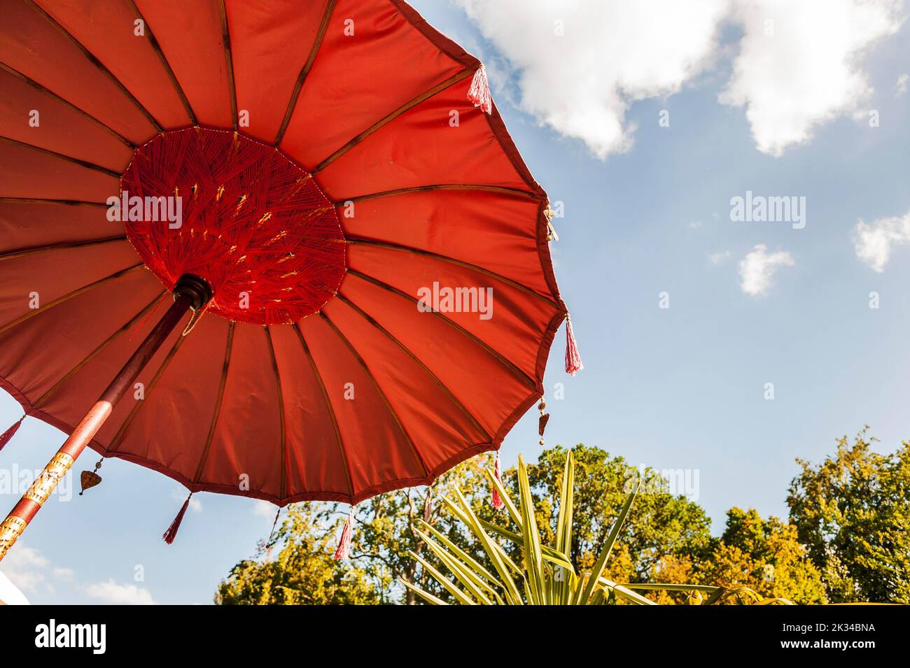 Chinese parasol at an ice cream parlour, Herrsching am Lake Ammer