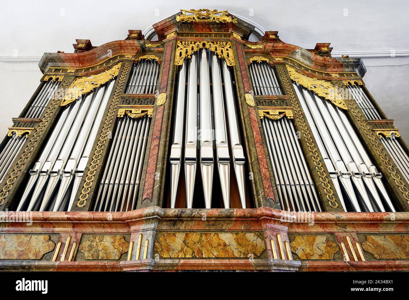 The organ, Church of St. Anna in Betzigau, Allgaeu, Bavaria, Germany Stock Photo
