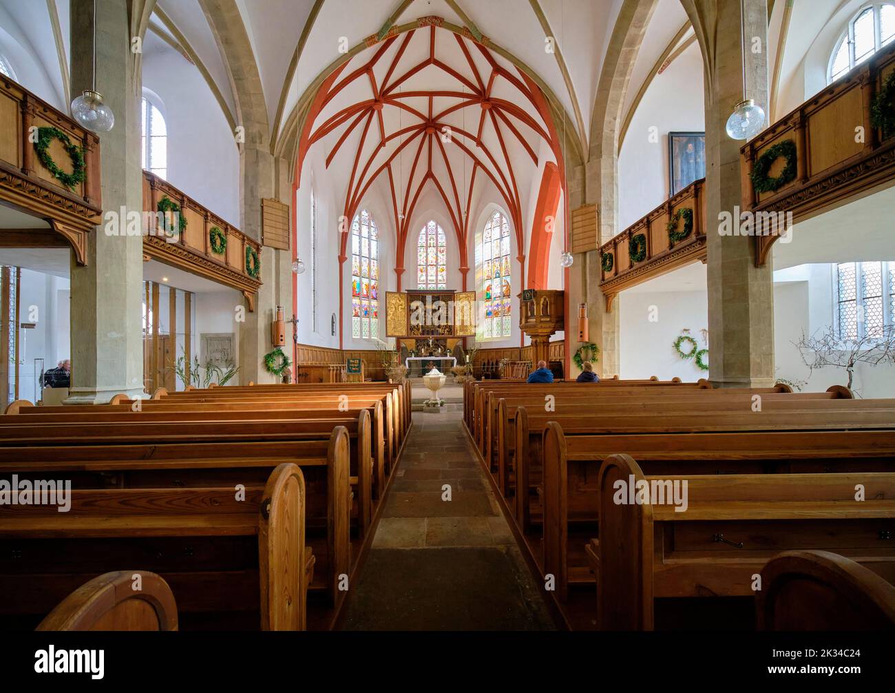 Late Gothic Church of Our Lady with carved altar c. 1500, interior view, Meissen, Saxony, Germany Stock Photo
