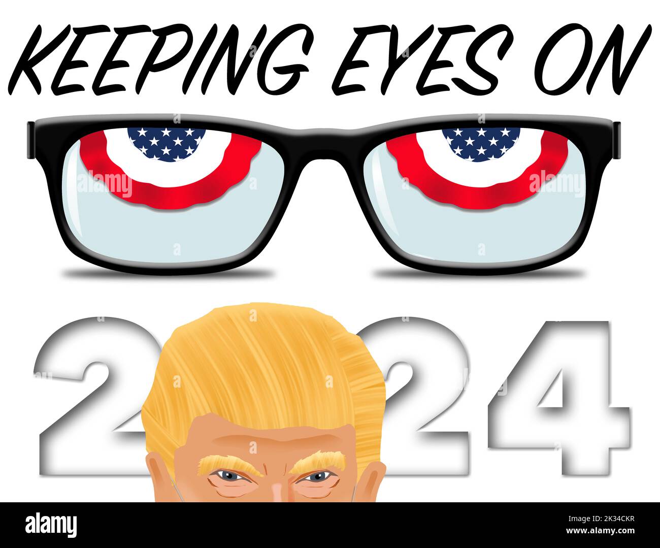 Red, white and blue bunting is seen in eyeglass frames and look like