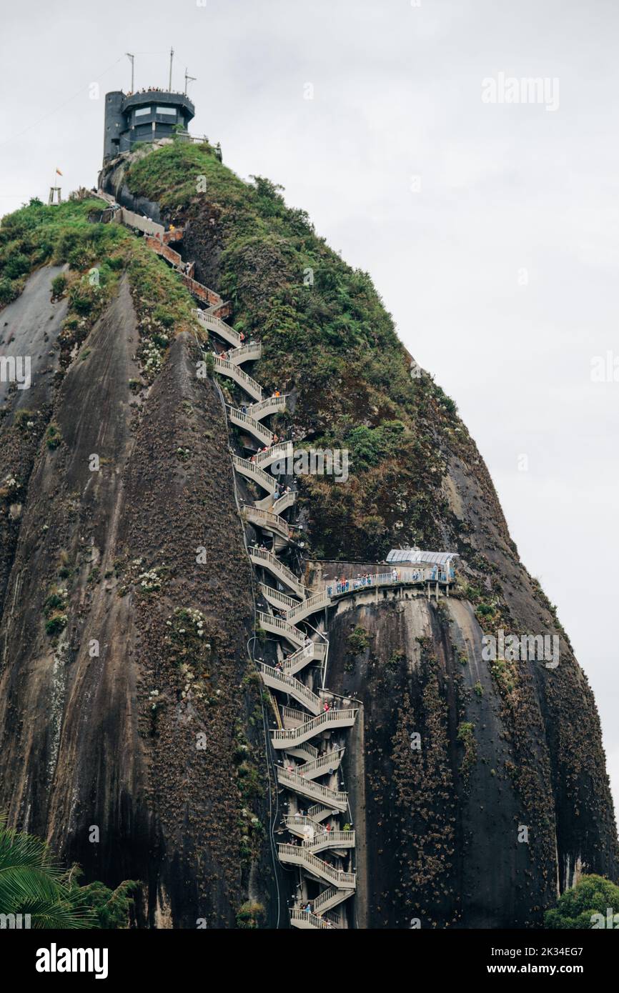 Steep steps rising up Piedra del Penol, Colombia Stock Photo - Alamy