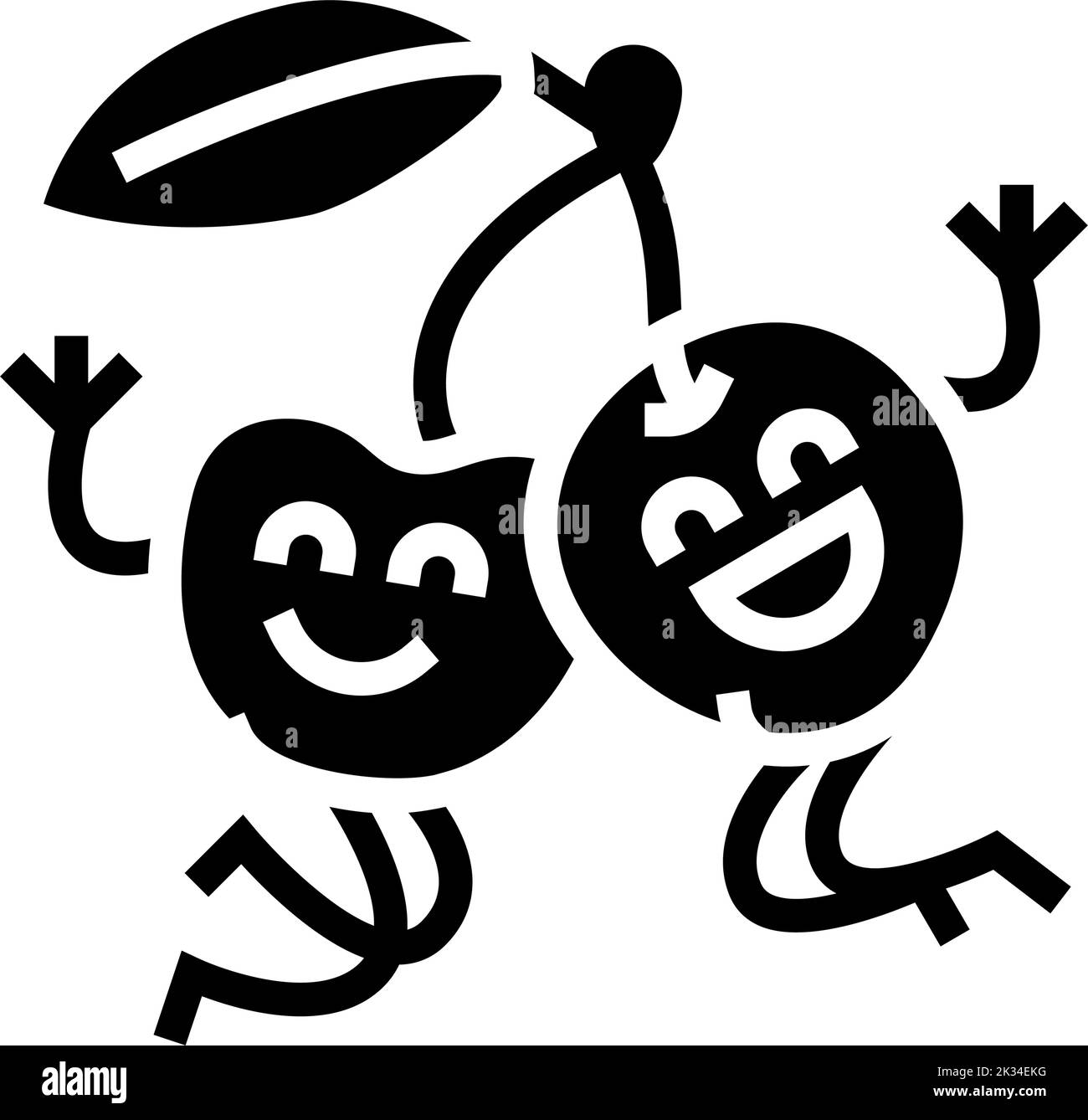 cherry fruit character glyph icon vector illustration Stock Vector ...